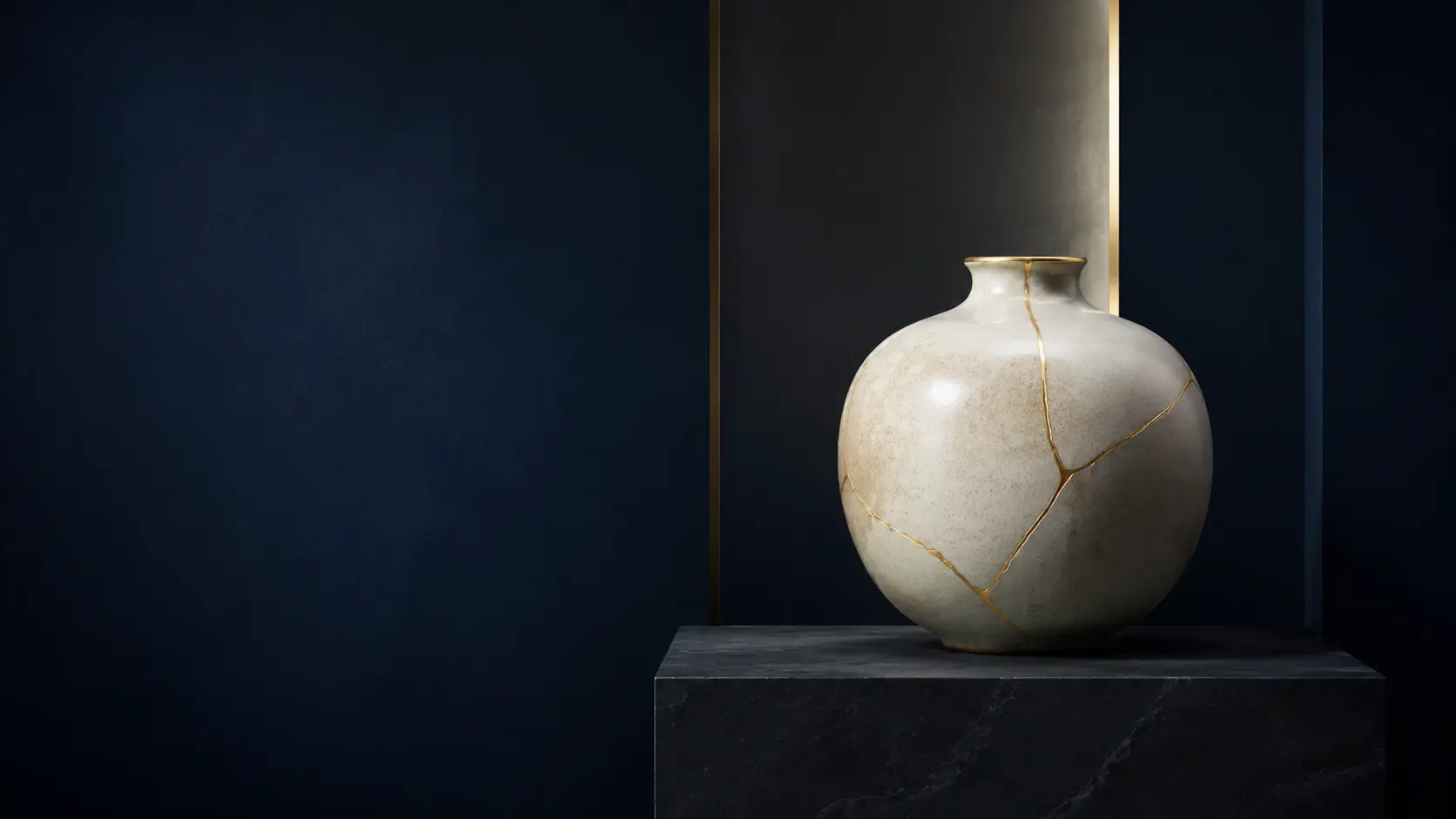 A restored ceramic vessel symbolizing resilience